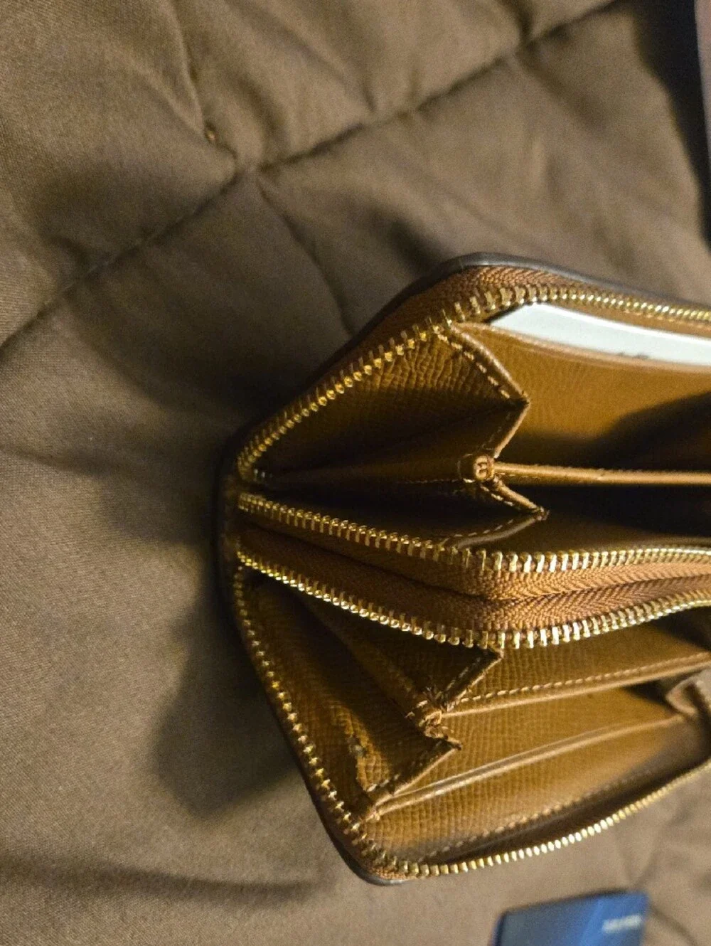 Coach Signature Monogram Zip Card Case in Brown